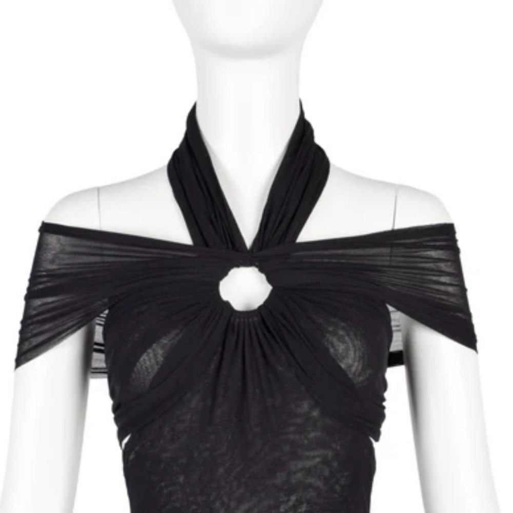 Y2K Jean Paul Gaultier Soleil S/S 1999 Sz M Cutout Sheer Mesh Bodycon Black Top - Picture 6 of 13